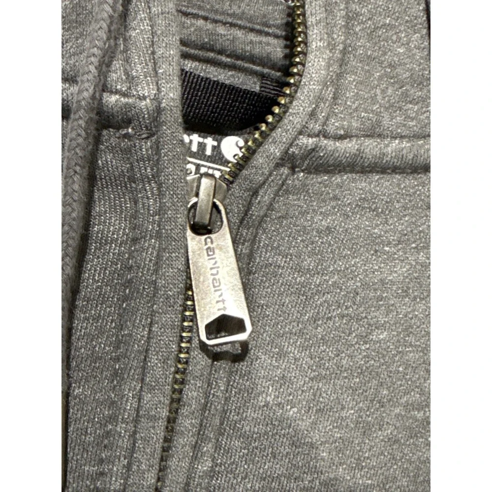 Carhartt Mens Relaxed Fit Quarter Zip Hoodie Gray Fleece Sweatshirt Size L 12-14